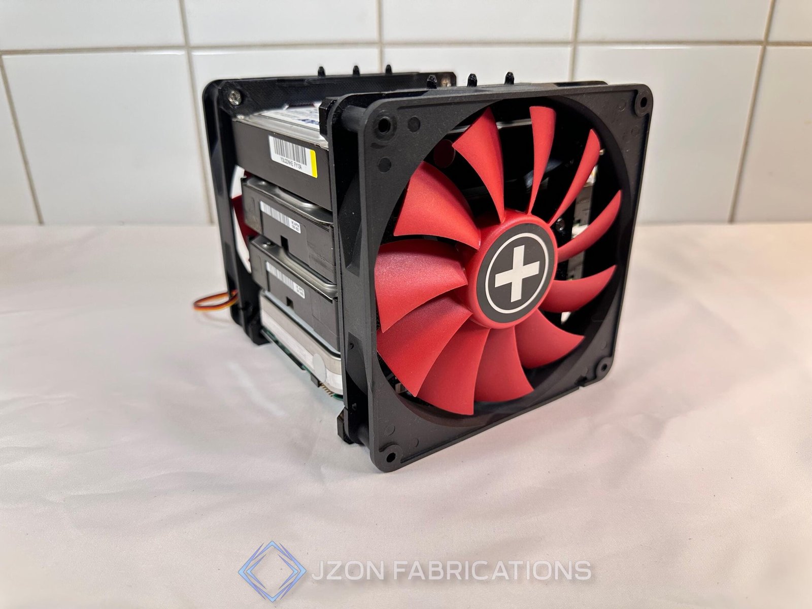 4 x HDD Rack with Fan Attachment - Cooled Stackable Hard Drive Enclosure