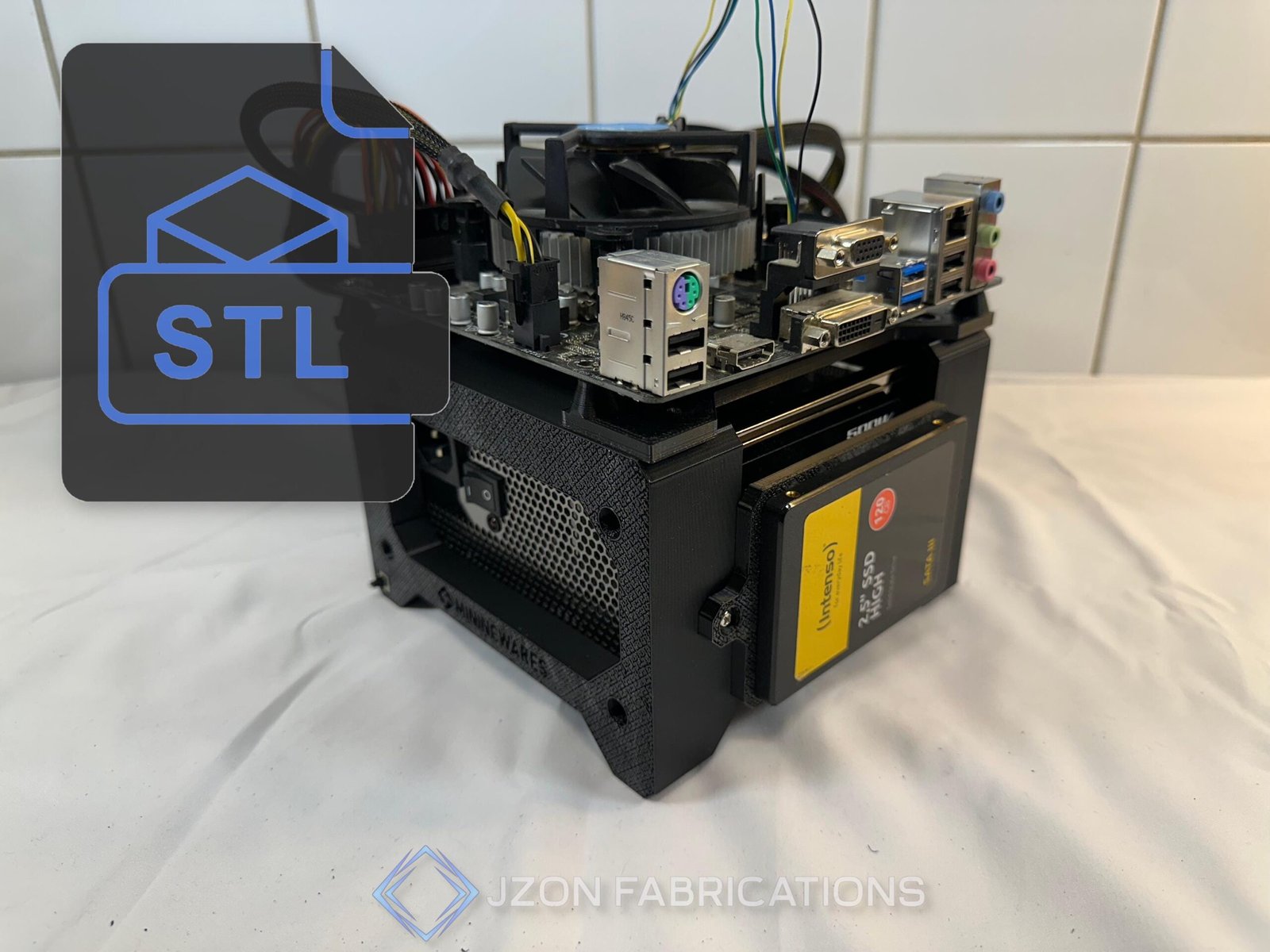 Mini-ITX Test Bench — Compact Desktop PC Building Stand with PSU Support and Airflow Layout