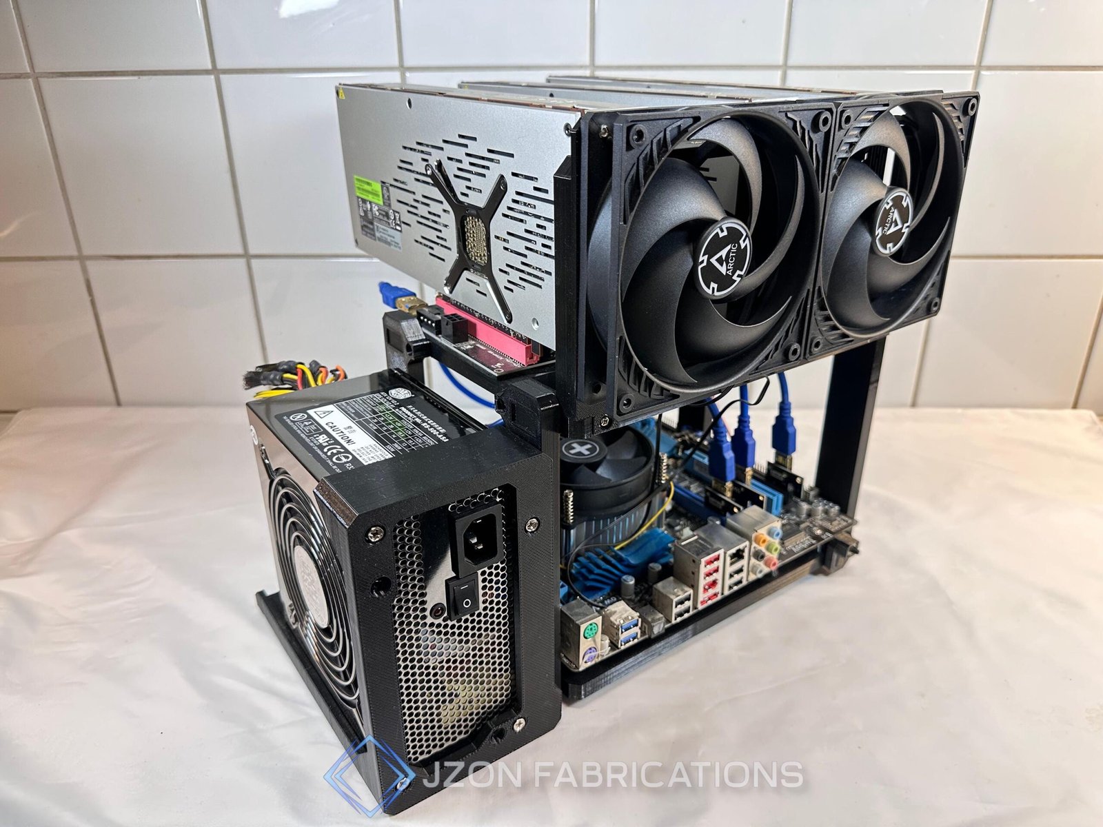AI Workbench mATX Open Frame - Compact Multi Graphics Rig for Machine Learning & Inference Computing