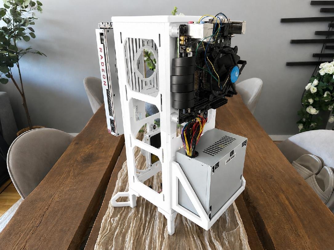 white-itx-vertical-open-frame-tower-supporting-dual-360mm-cooling-radiators