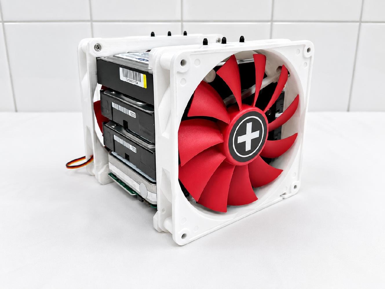 4x-3-5-hdd-rack-white-open-air-stackable-drive-enclosure-fan-mount-nas-server